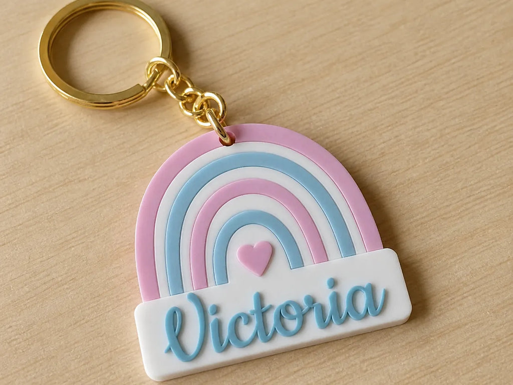 🌈 RainbowKey 3D | Breloc Curcubeu Personalizat cu Nume