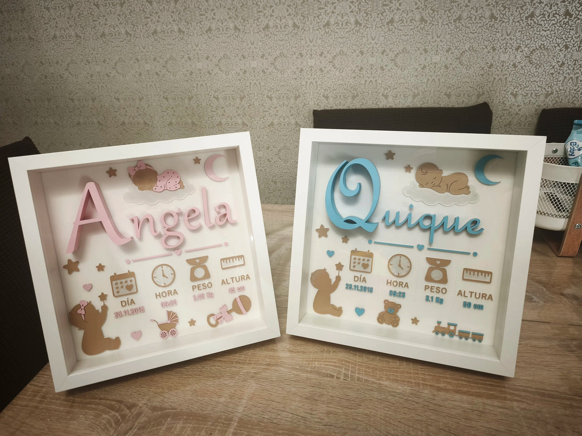 🖼️ BabyFrame 3D | Tablou Personalizat cu Datele Nașterii