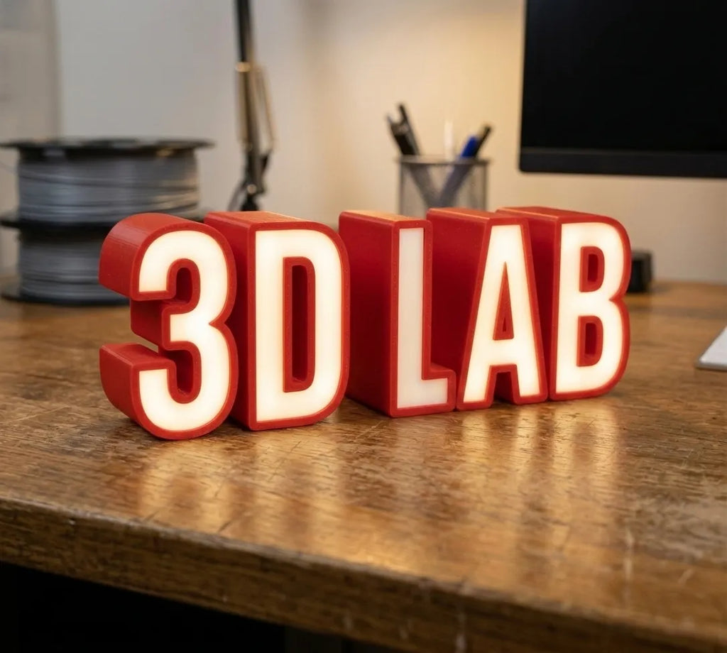 💡 BlockText 3D | Plăcuță Decorativă Bicoloră cu Text Volumetric