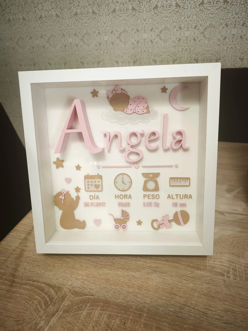 🖼️ BabyFrame 3D | Tablou Personalizat cu Datele Nașterii