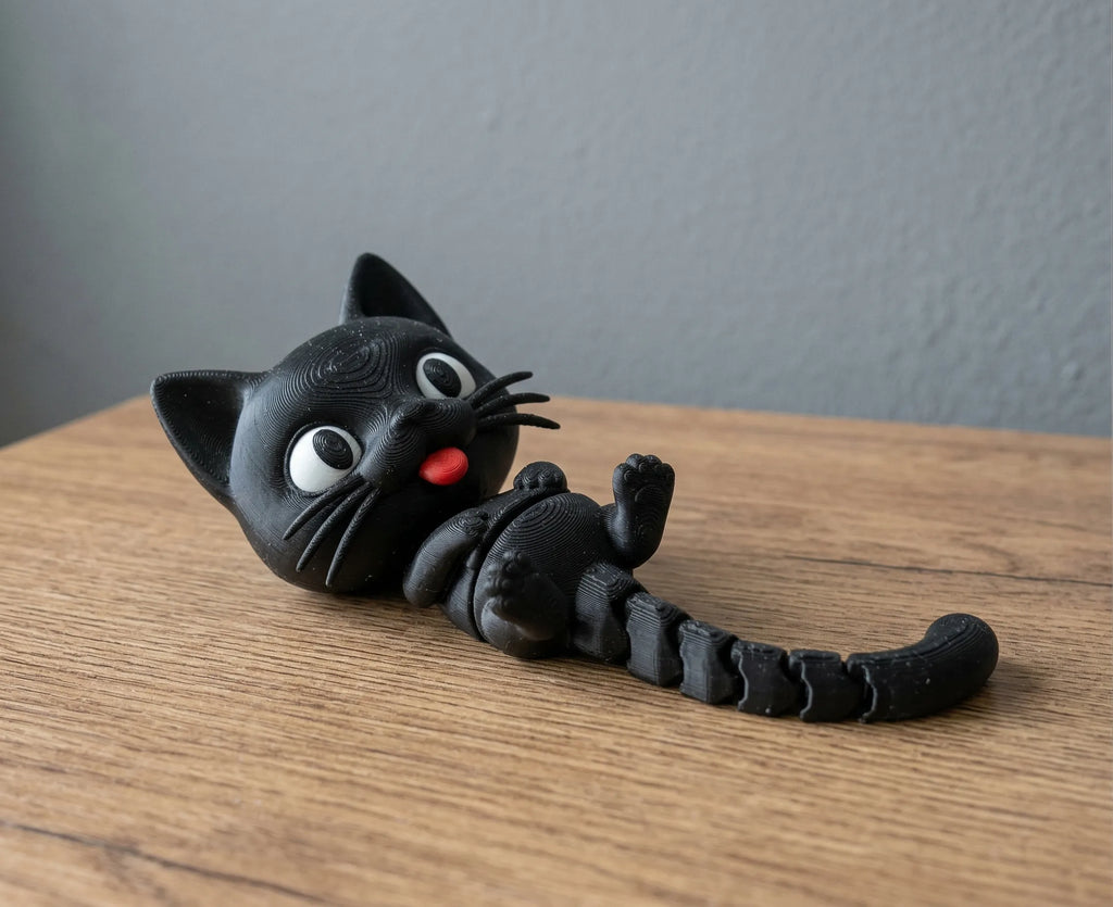 BlepCat | Breloc 3D Pisică Neagră Articulată
