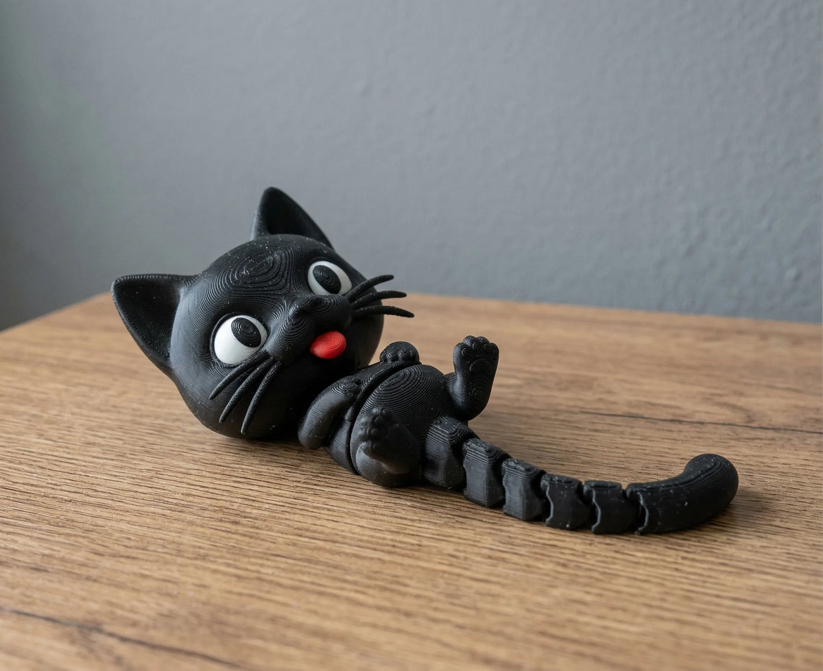 BlepCat | Breloc 3D Pisică Neagră Articulată