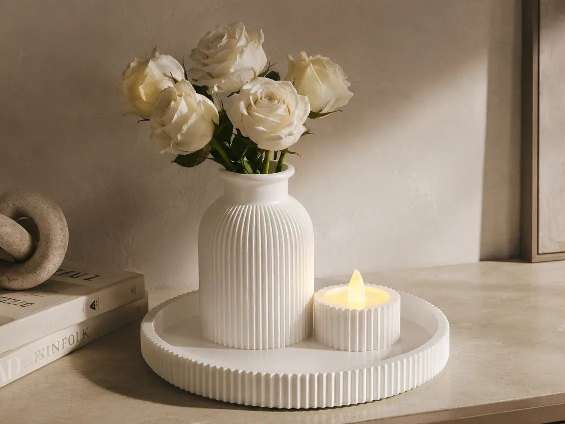 LumiTray Set | Set Decorativ Vază & Sfeșnic