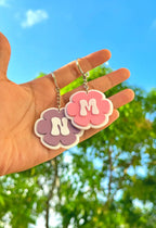 Set Brelocuri 3D cu Inițiale și Margine în Formă de Floare „Custom Letter Flower Keychains”