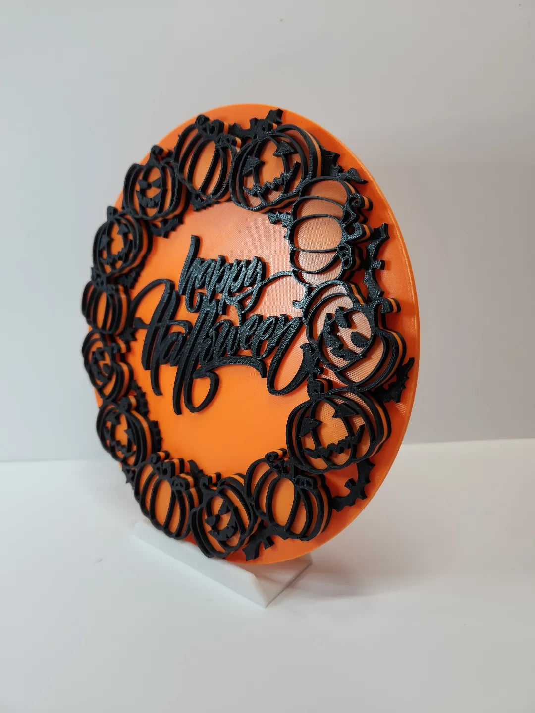 Placă Decorativă de Perete / Coroniță „Happy Halloween” 3D