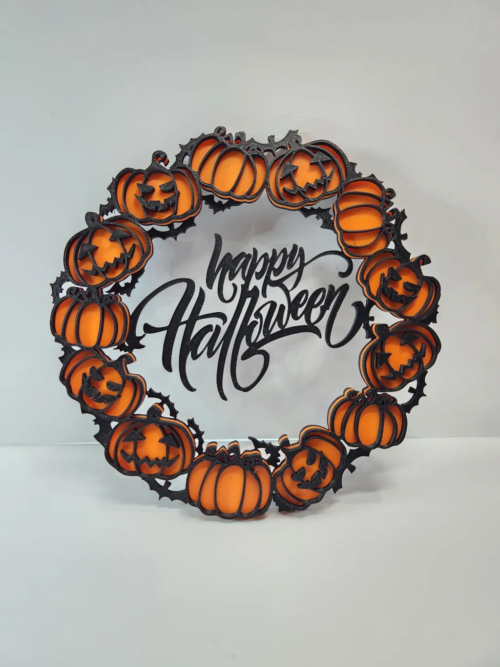 Placă Decorativă de Perete / Coroniță „Happy Halloween” 3D