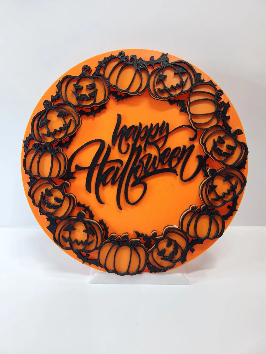 Placă Decorativă de Perete / Coroniță „Happy Halloween” 3D