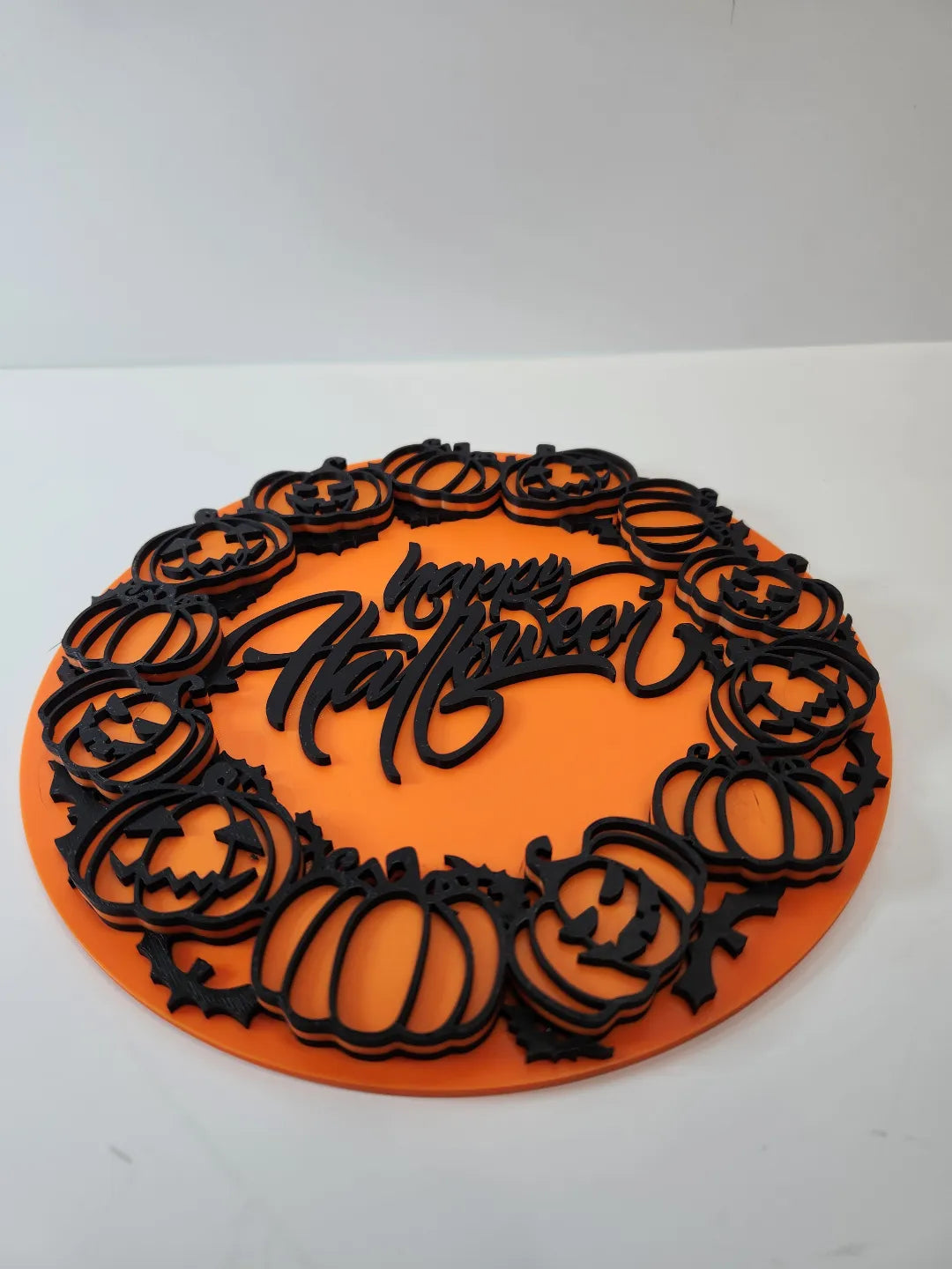 Placă Decorativă de Perete / Coroniță „Happy Halloween” 3D