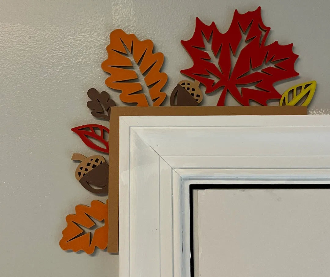 Decorațiune 3D de Colț pentru Ușă/Fereastră cu Frunze și Ghinde de Toamnă „Fall Leaves Door Corner Decor” 3D