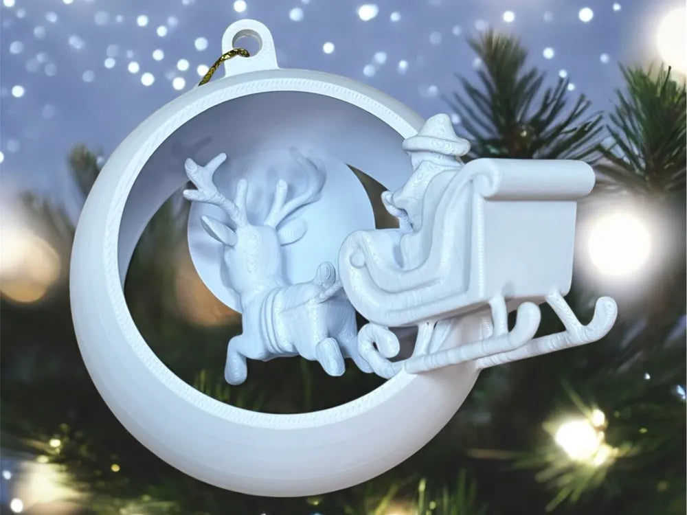 SantaFlight | Glob 3D Dioramă cu Moș Crăciun și Sania