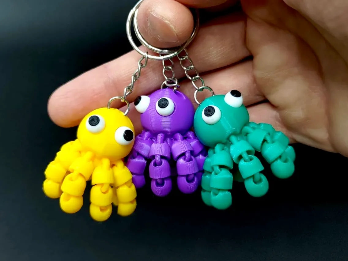 Breloc 3D Caracatiță Articulată „Mini Articulated Octopus Keychain”