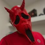 Mască Diavol Screaming Ghostface cu Coarne „Devil Scream Mask” 3D