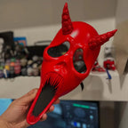 Mască Diavol Screaming Ghostface cu Coarne „Devil Scream Mask” 3D