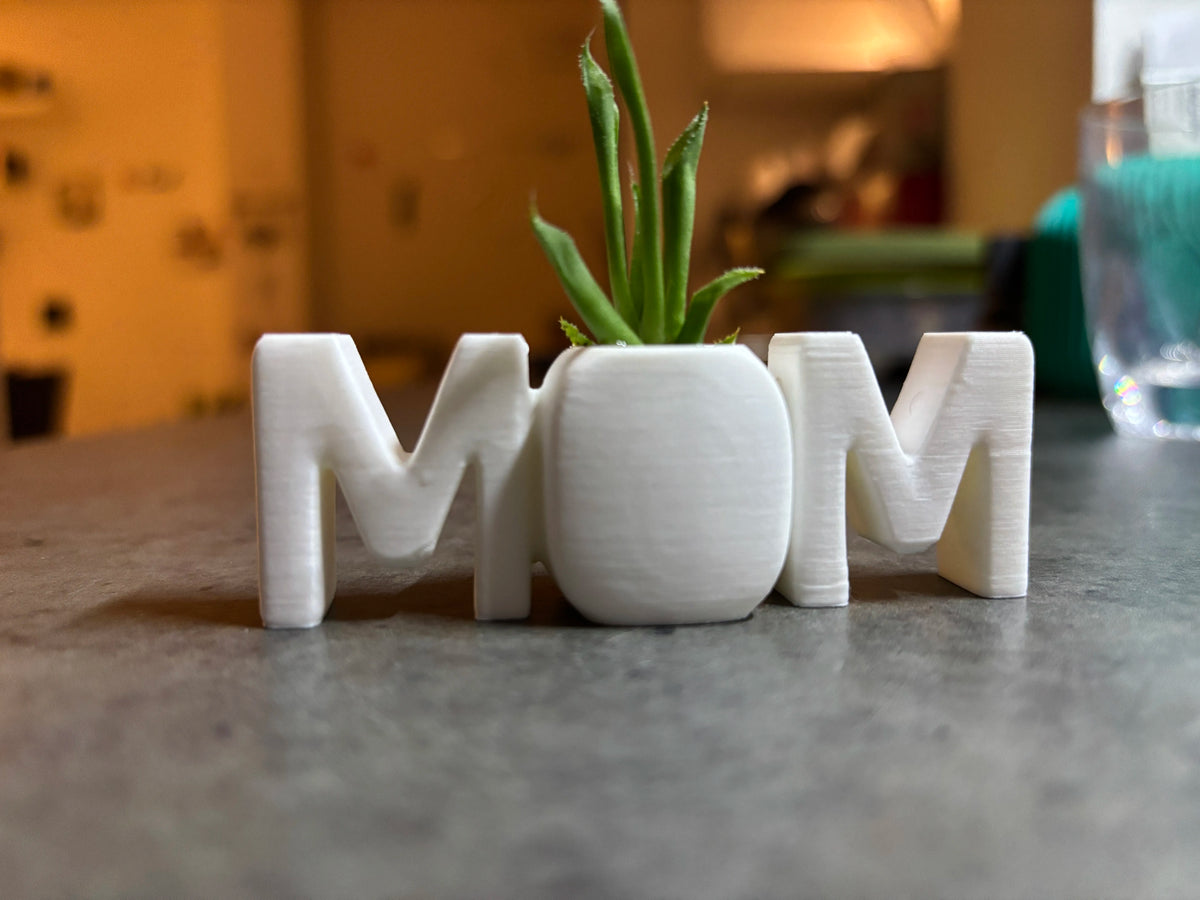 🌱 MomPlanter 3D | Suport Decorativ MOM cu Ghiveci Miniatural