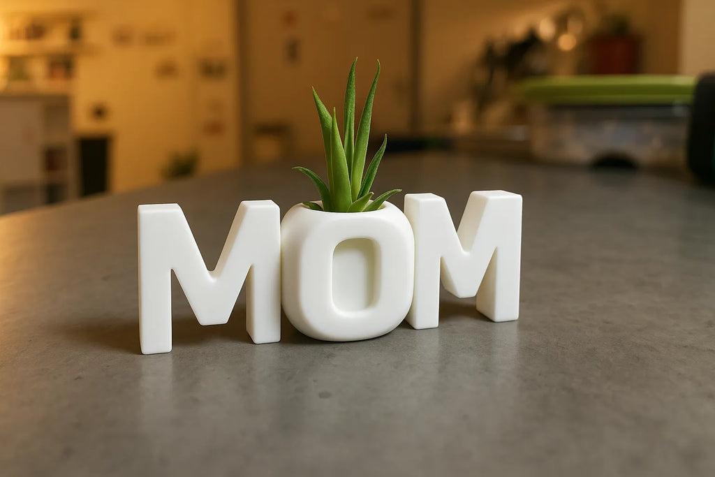 🌱 MomPlanter 3D | Suport Decorativ MOM cu Ghiveci Miniatural