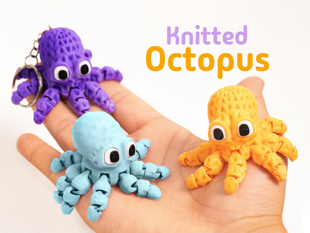 KnitOcto | Breloc 3D Caracatiță Împletită Flexibilă