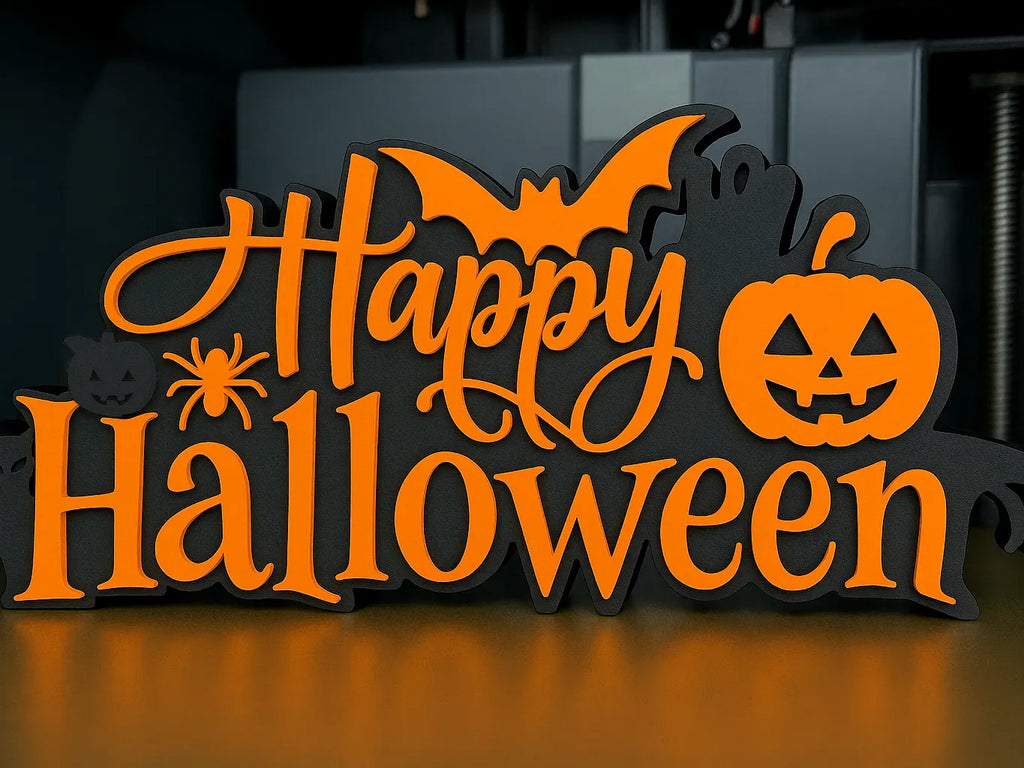 Plăcuță Decorativă de Birou / Perete „Happy Halloween Sign” 3D