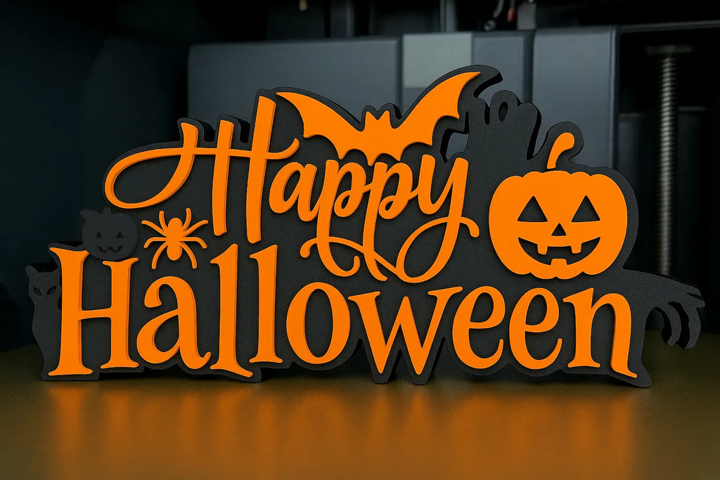 Plăcuță Decorativă de Birou / Perete „Happy Halloween Sign” 3D