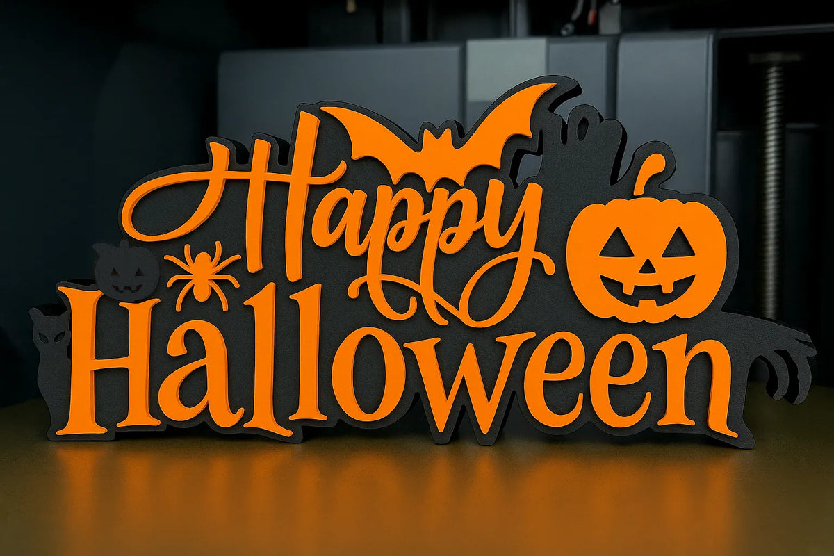 Plăcuță Decorativă de Birou / Perete „Happy Halloween Sign” 3D