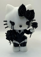Figurină Decorativă Pisicuță Gotică cu Trandafiri „GothKitty” 3D
