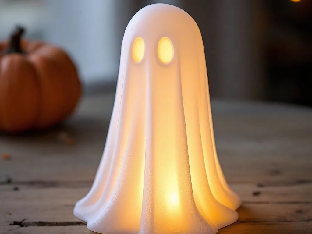 Lampă 3D în Formă de Fantomă cu Iluminare Caldă „Cozy Halloween Ghost Lamp”