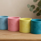 Set Ghivece Decorative cu Motive Florale Reliefate „FloralPot” 3D