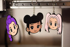 Set Brelocuri 3D cu Personaje Chibi și Coafuri Colorate „Chibi Anime Hair Keychains” 3D