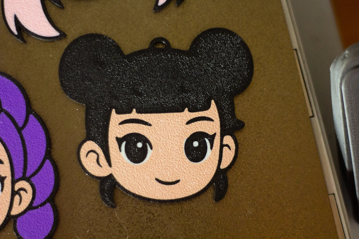 Set Brelocuri 3D cu Personaje Chibi și Coafuri Colorate „Chibi Anime Hair Keychains” 3D