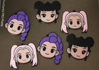 Set Brelocuri 3D cu Personaje Chibi și Coafuri Colorate „Chibi Anime Hair Keychains” 3D
