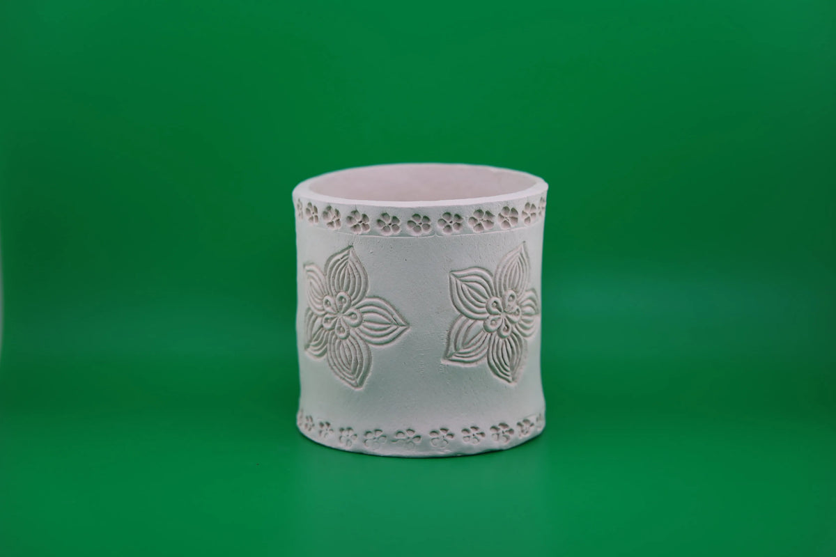 Set Ghivece Decorative cu Motive Florale Reliefate „FloralPot” 3D