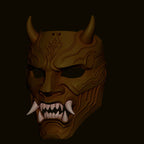 Mască Oni Auriu Regal cu Coarne „Royal Oni Horned Mask” 3D