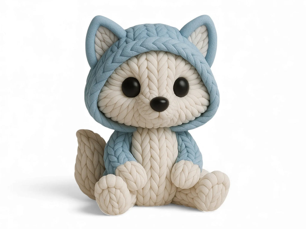 Figurină Lupușor Împletit „KnitWolf” 3D