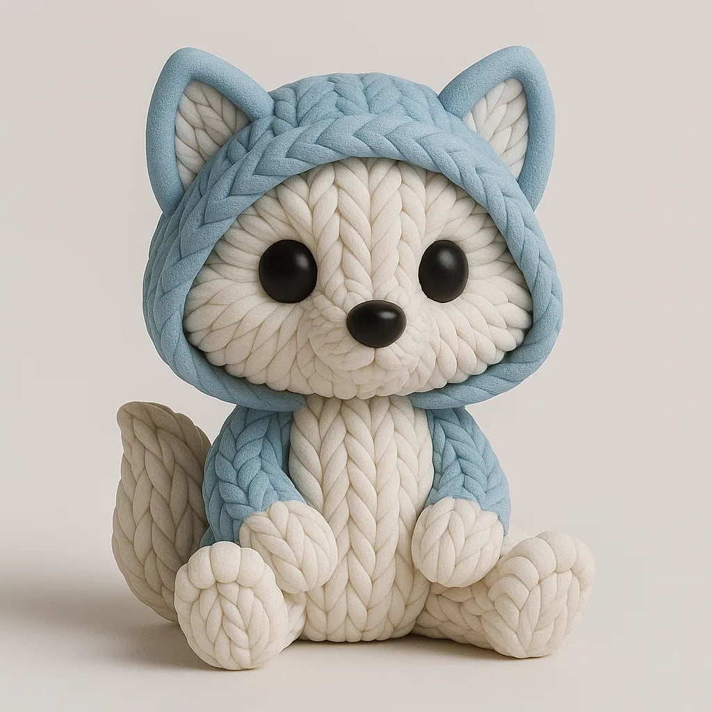 Figurină Lupușor Împletit „KnitWolf” 3D