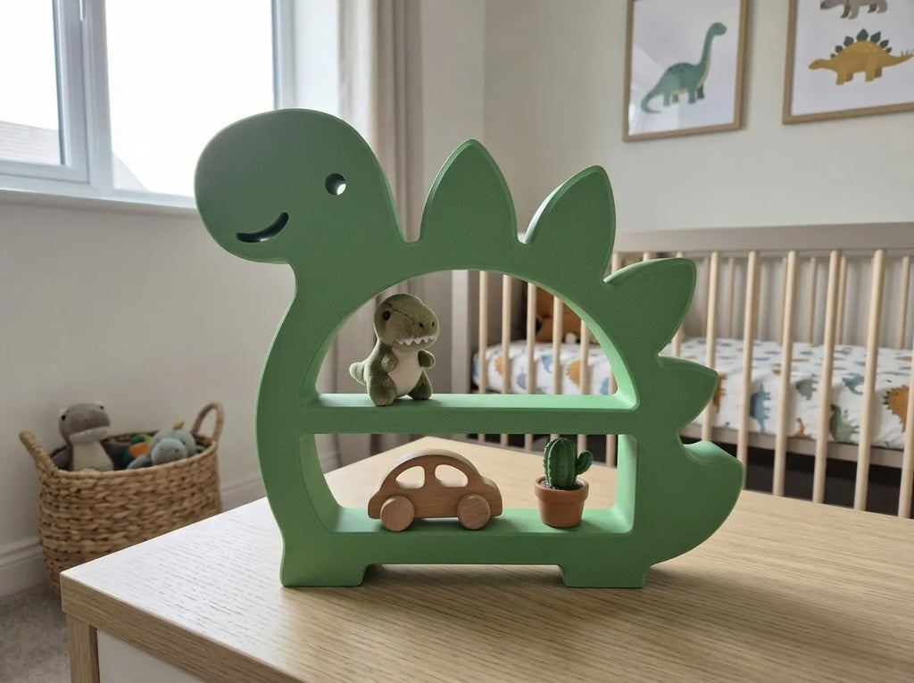 🦖 DinoShelf 3D | Etajeră Decorativă Dinozaur pentru Jucării