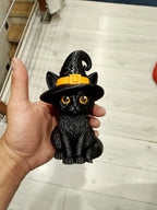 Figurină 3D Pisică Neagră cu Pălărie de Vrăjitoare „Witch Cat”