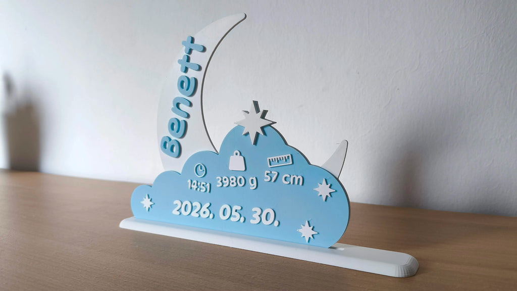 🌙 BabyMoon 3D | Statuetă Decorativă Personalizată cu Datele Nașterii
