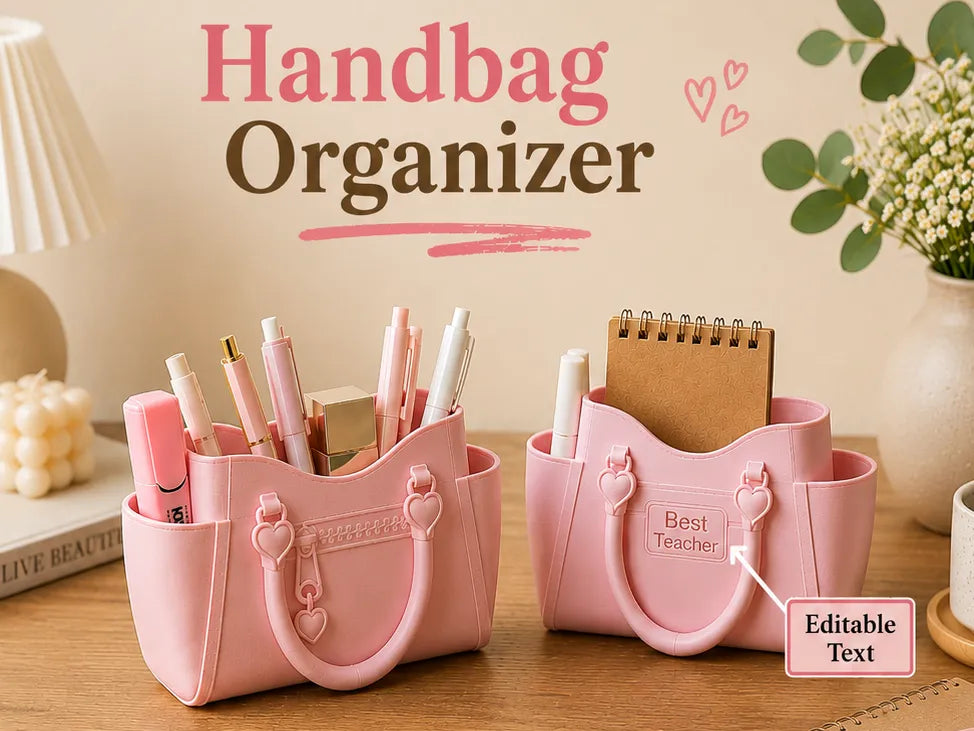 👜 MiniBag Organizer 3D | Suport Birou Personalizat Tip Geantă