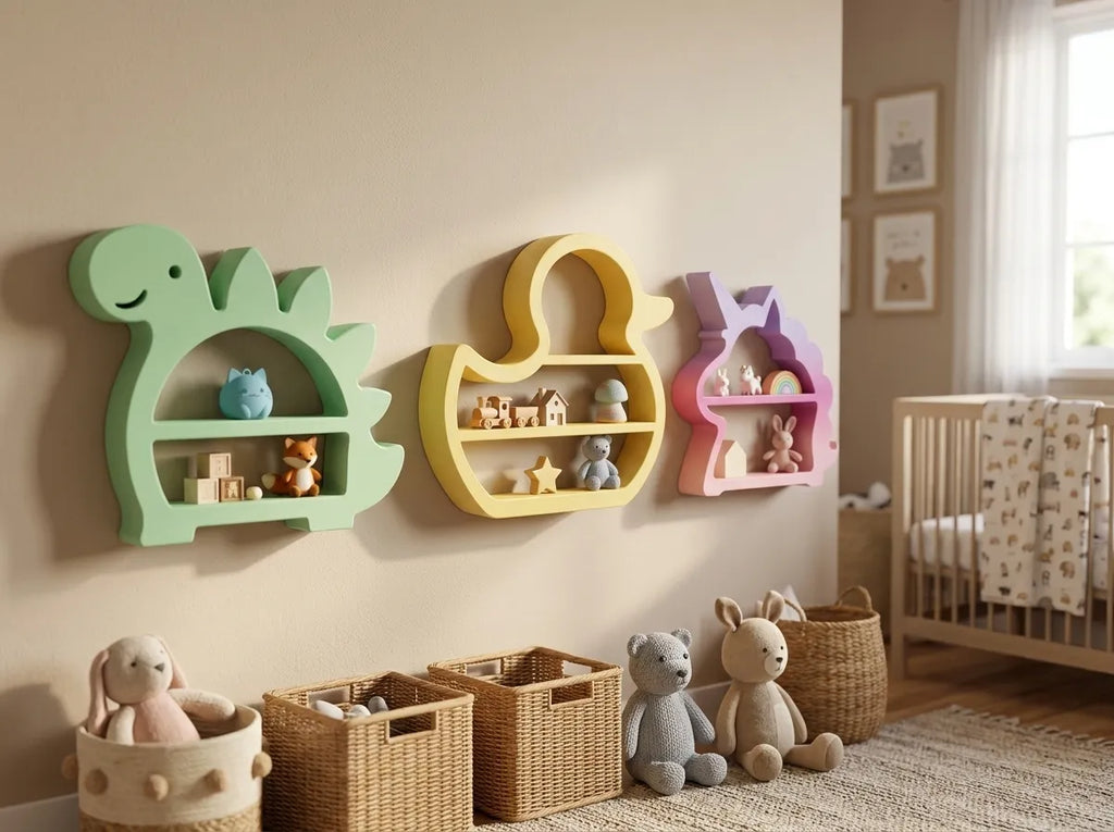 🦖 DinoShelf 3D | Etajeră Decorativă Dinozaur pentru Jucării