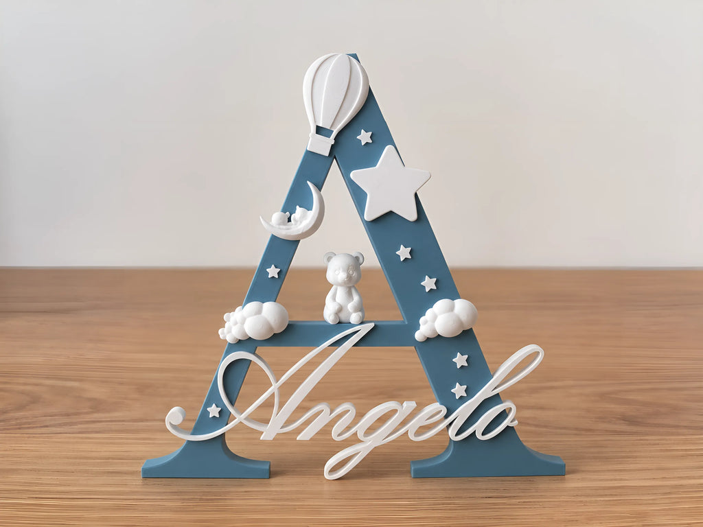 🧸 DreamInitial 3D | Literă Decorativă Personalizată pentru Copii