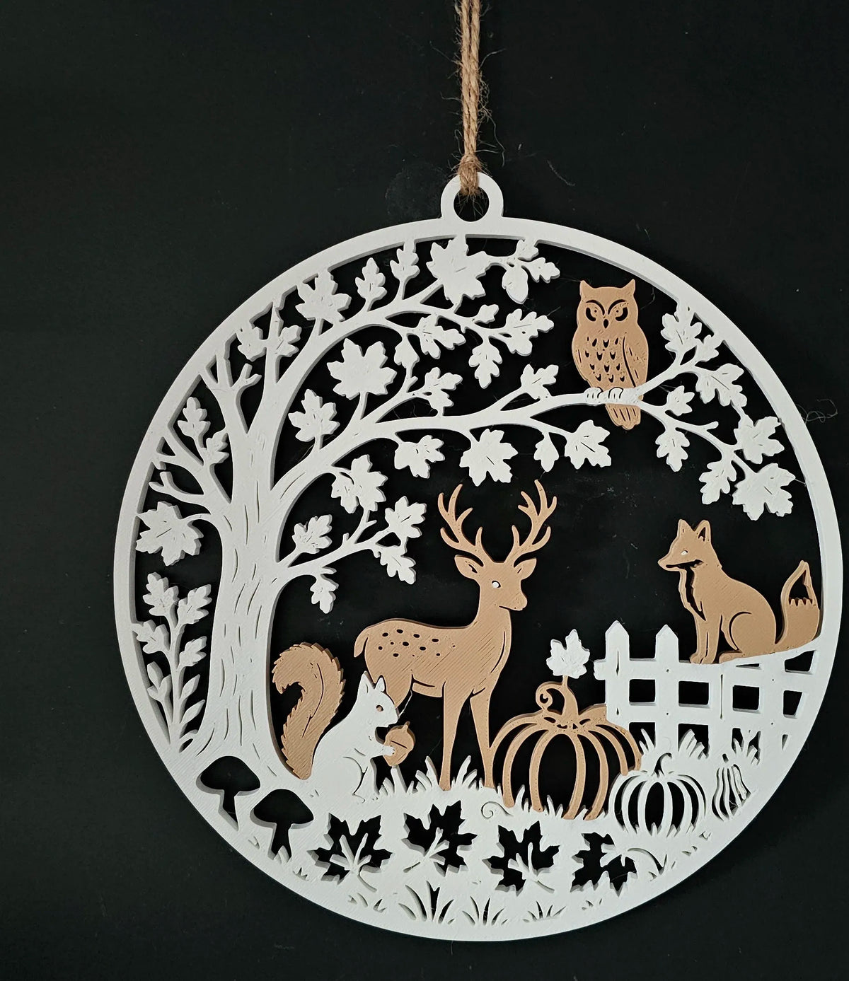 Decorațiune 3D Circulară de Toamnă cu Pădure și Animale „Autumn Forest Circle” 3D