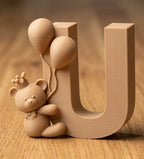 🧸 TeddyInitial | Literă Decorativă 3D cu Ursuleț și Baloane