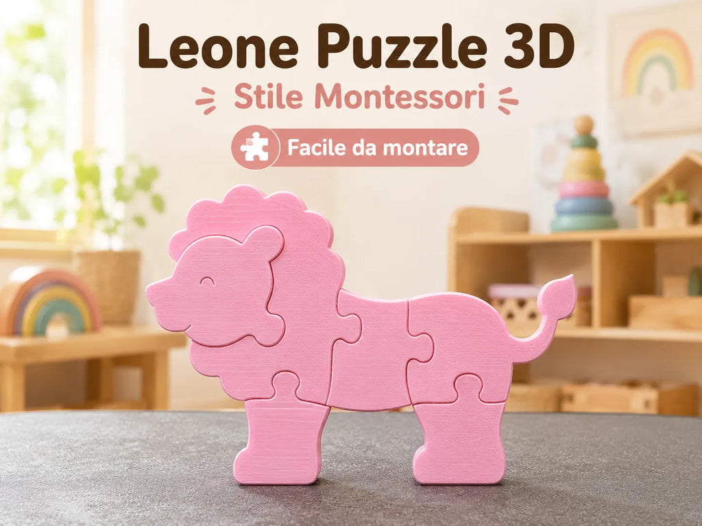 Puzzle 3D Interactiv Leu Stil Montessori „LionPuzzle”
