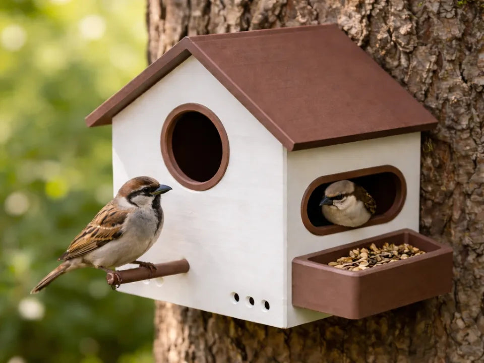 Căsuță & Hrănitoare Păsări „FeatherHome” 3D