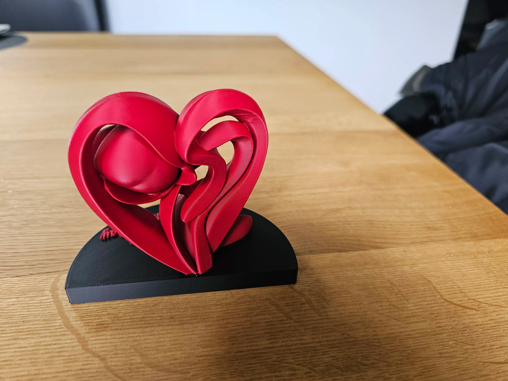 🌹 RoseHeart 3D | Statuetă Decorativă Trandafir în Inimă