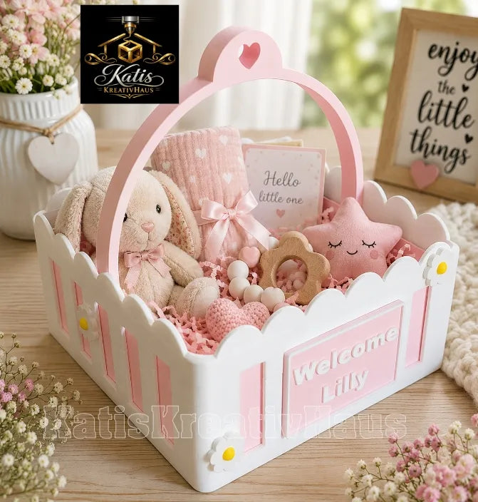 🧺 BabyBasket 3D | Coș Decorativ Personalizat pentru Botez și Bebeluși