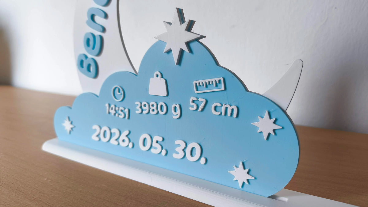 🌙 BabyMoon 3D | Statuetă Decorativă Personalizată cu Datele Nașterii