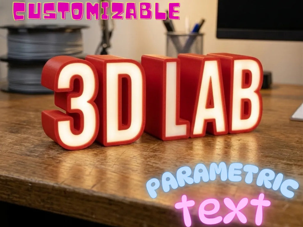 💡 BlockText 3D | Plăcuță Decorativă Bicoloră cu Text Volumetric