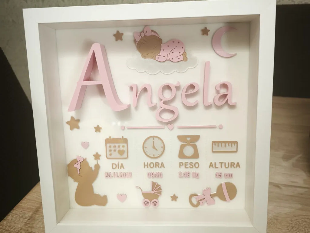 🖼️ BabyFrame 3D | Tablou Personalizat cu Datele Nașterii