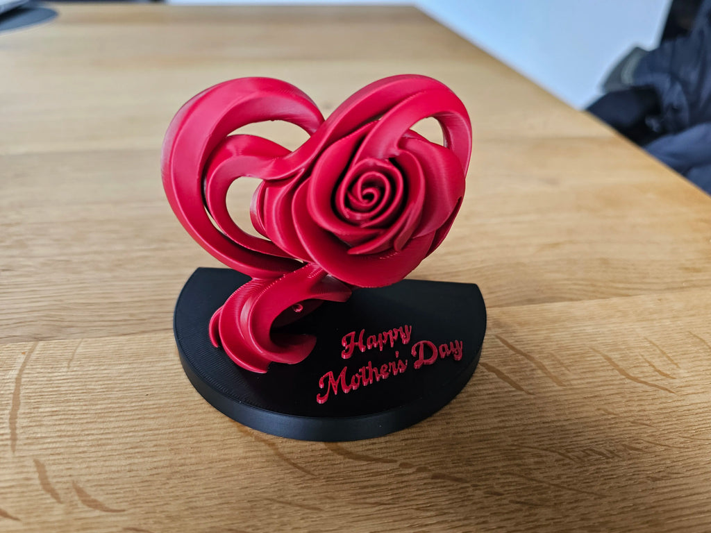 🌹 RoseHeart 3D | Statuetă Decorativă Trandafir în Inimă