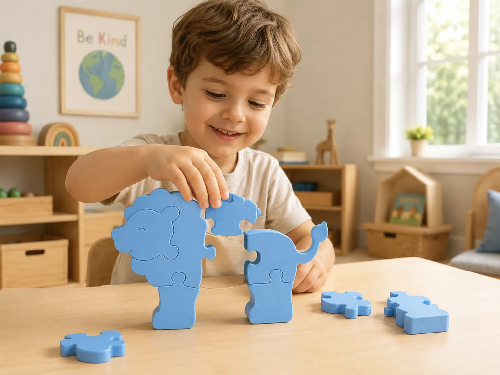 Puzzle 3D Interactiv Leu Stil Montessori „LionPuzzle”